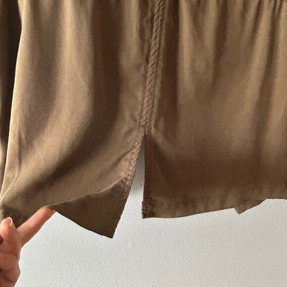 Fate Olive Green Drape Front Vest Drawstring Cinched Waist Women's Sz L - Picture 7 of 13